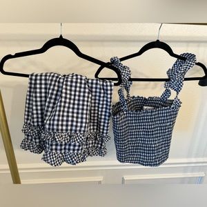 2-piece blue and white plaid set